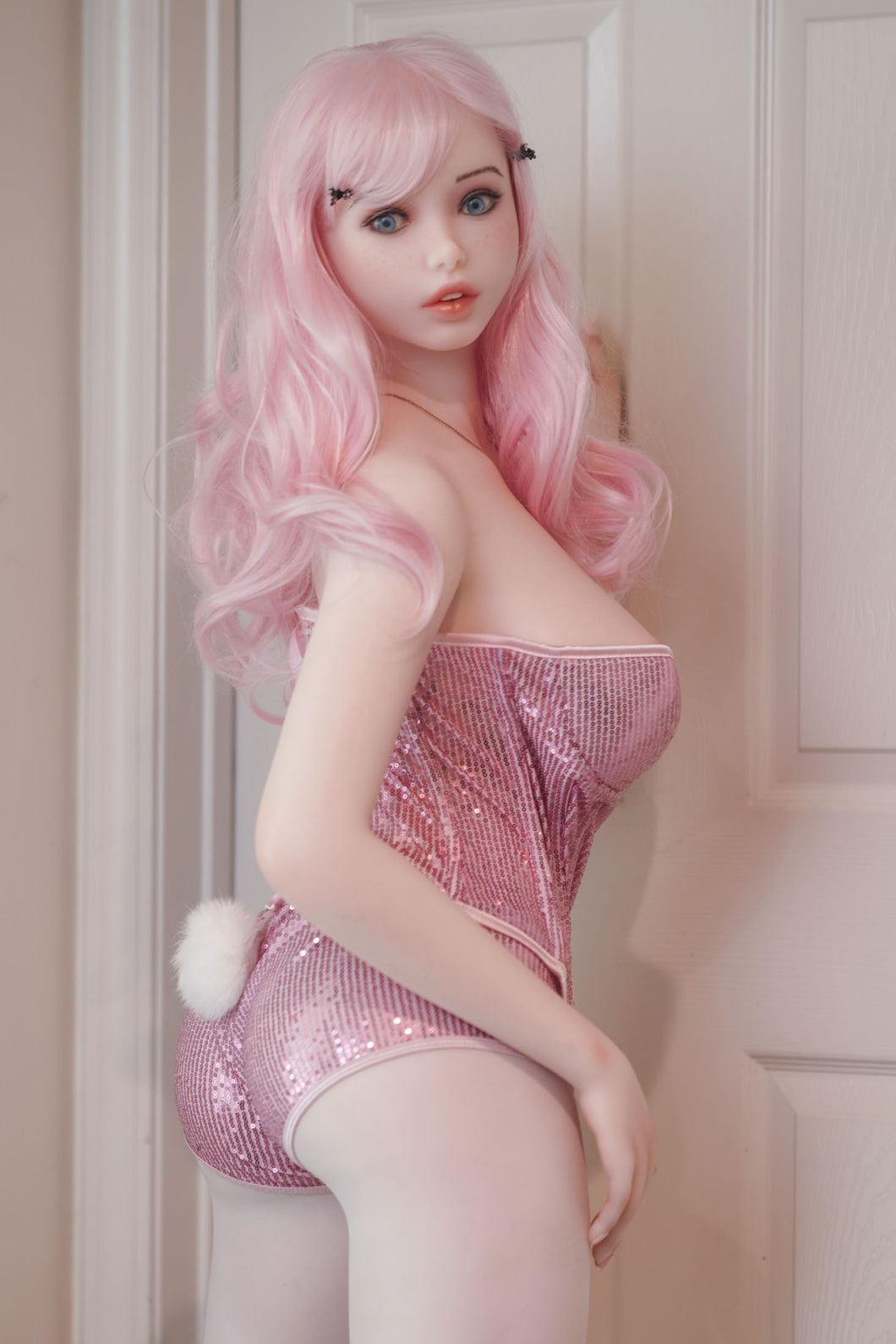 Ariel(150cm/4ft9): Platinum Silicone Seamless All-In-One Neck Design Piper Doll, Pink Hair Large Breasts Big Buttock Life-Sized Girlfriend